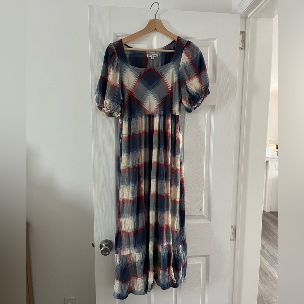 PLAID MATERNITY DRESS